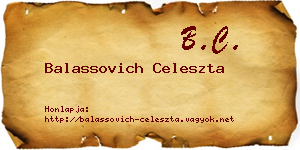 Balassovich Celeszta névjegykártya